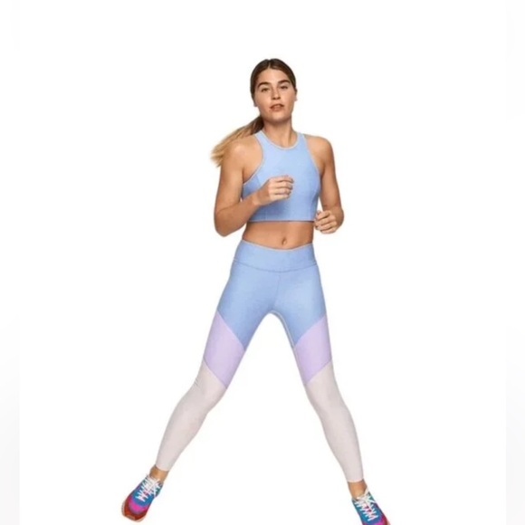 Outdoor Voices Colorblock 7/8 Blue Purple Pink Leggings sz M Spring. - Picture 2 of 7